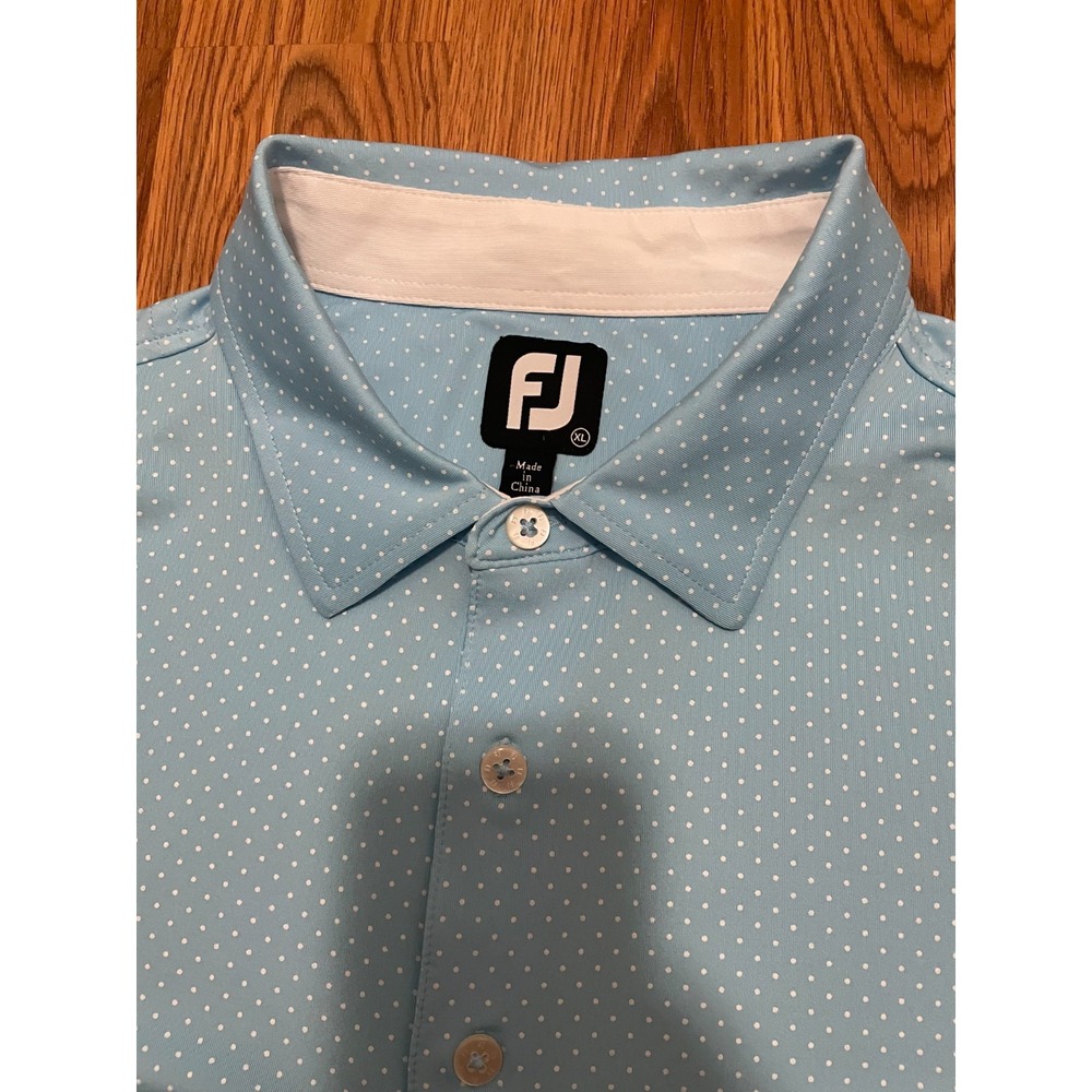 FootJoy Golf Polo Mens XL Blue Micro Dot Stretch Dow Sandhills Logo - Picture 3 of 10